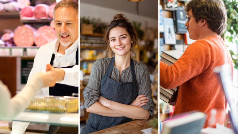 Sticker vitrine “Ici on fait tout nous-mêmes” sur la façade d’un établissement de métiers de bouche, pour valoriser la production interne et attirer les clients.